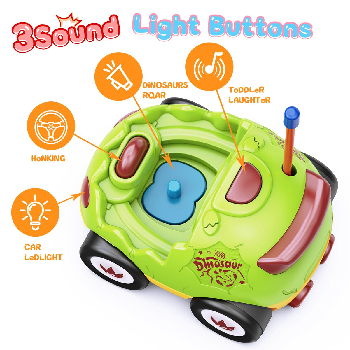 Two remote controls for independent car steering by kids.