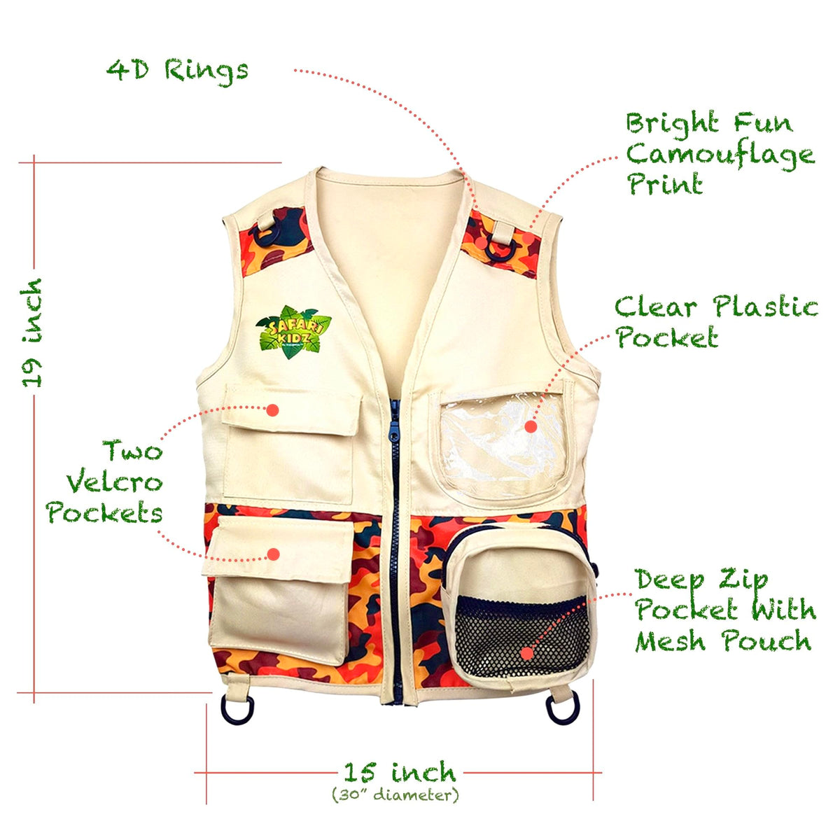 Kidz@Play vest with pockets and D-rings ready for gear.