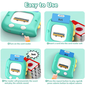 Kidz do reader showing card insertion triggering sounds for learning.