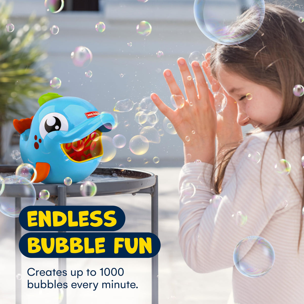 Kidzlane 8oz bubble solution bottles extend playtime at backyard gatherings.