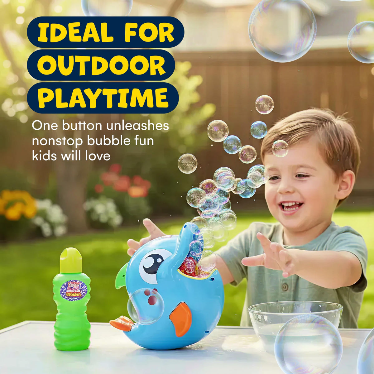 Kidzlane rapid bubble stream blasts up to 1000 bubbles per minute for big moments.