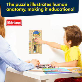 Kidzlane wooden anatomy puzzle with 29 pieces for motor skills and problem-solving