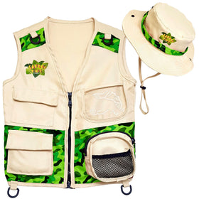 Kidz@Play Safari Kidz vest front view for imaginative outdoor adventures.