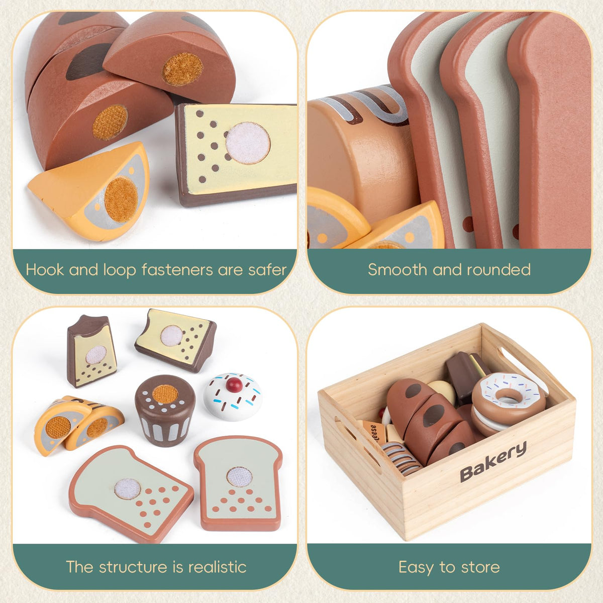 kienvy bakery wooden baguette segment with realistic crust ideal for role play and sharing