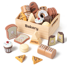 kienvy bakery wooden doughnut with cross-section detail, ideal for imaginative pretend play and fine motor skills