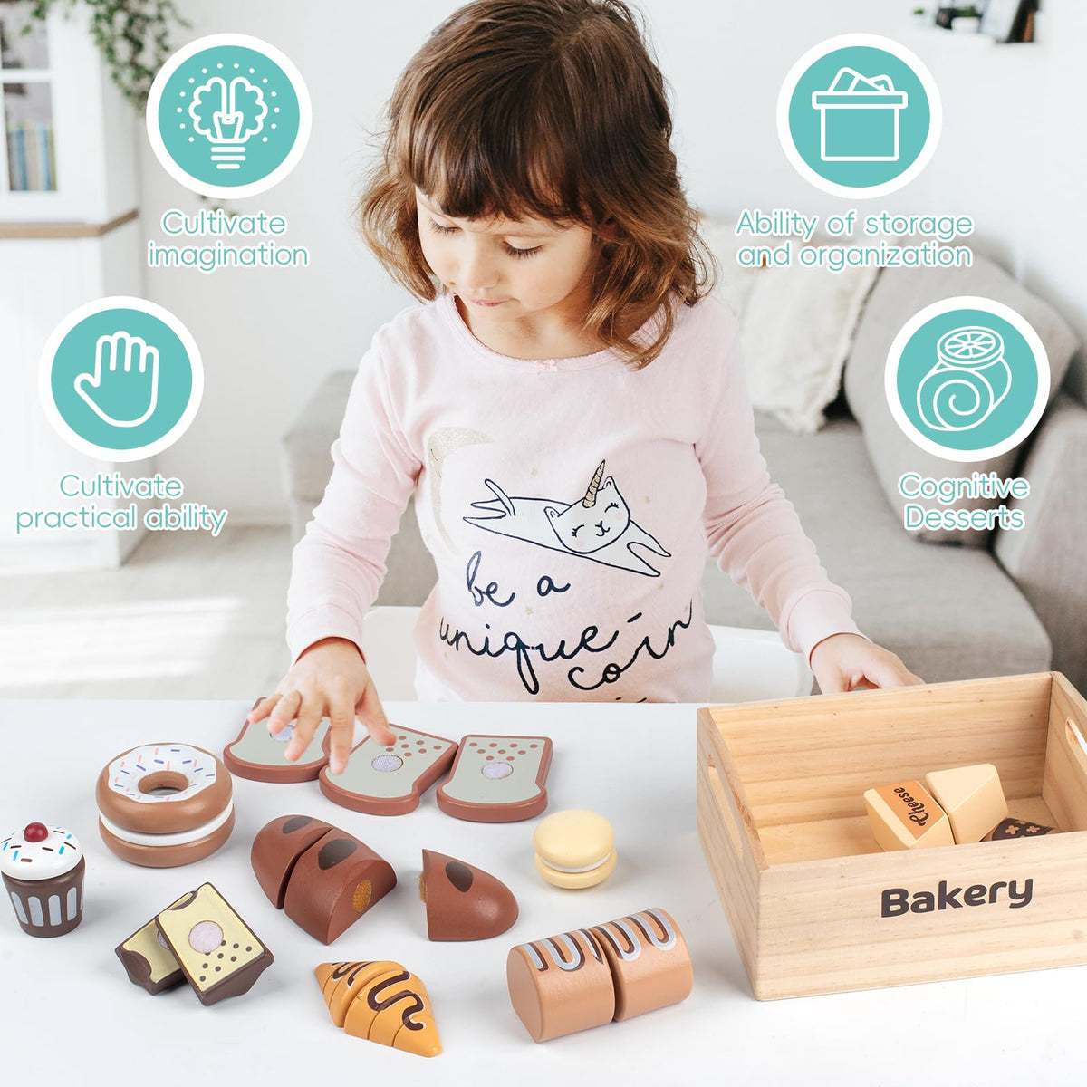 kienvy bakery wooden muffin piece in vibrant color inviting sorting and collaborative play