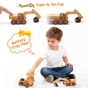 Kienvy dump truck and excavator pair for construction play and spatial awareness