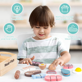 Kienvy wooden mussel play food sparks imaginative meals during role-play.