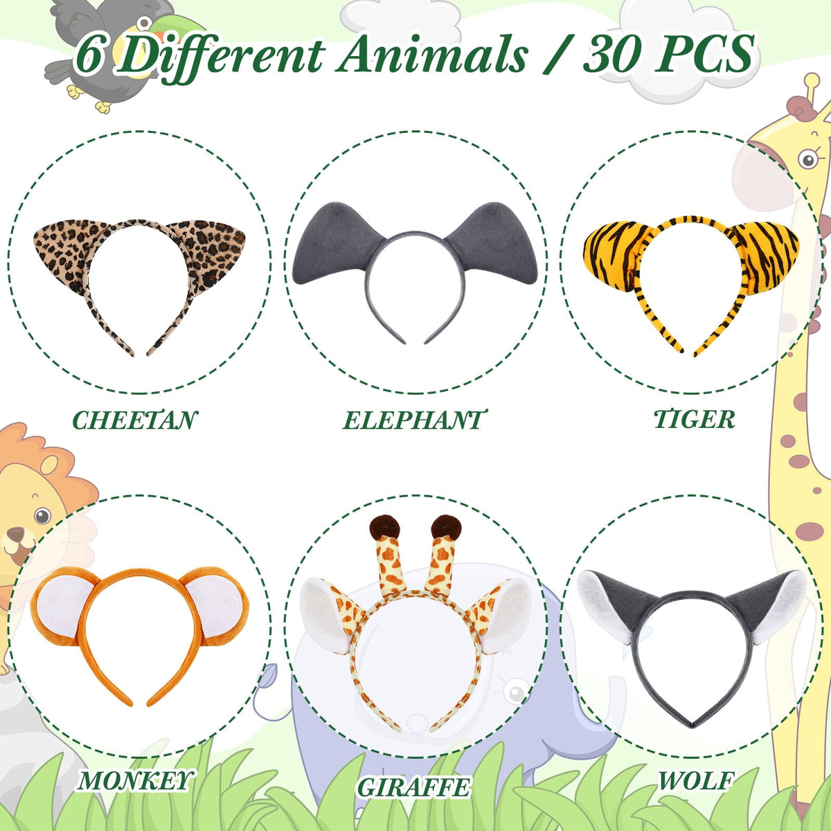 Kigeli plush animal headbands with soft, comfortable wear.