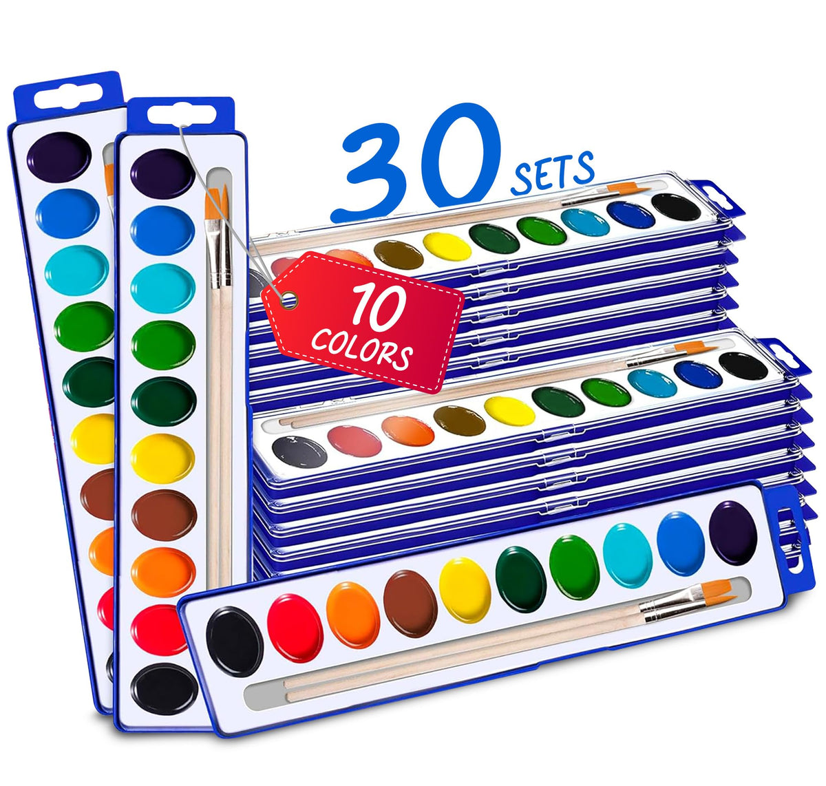 Kiggos 10-color kids watercolor set with vibrant hues for classroom painting