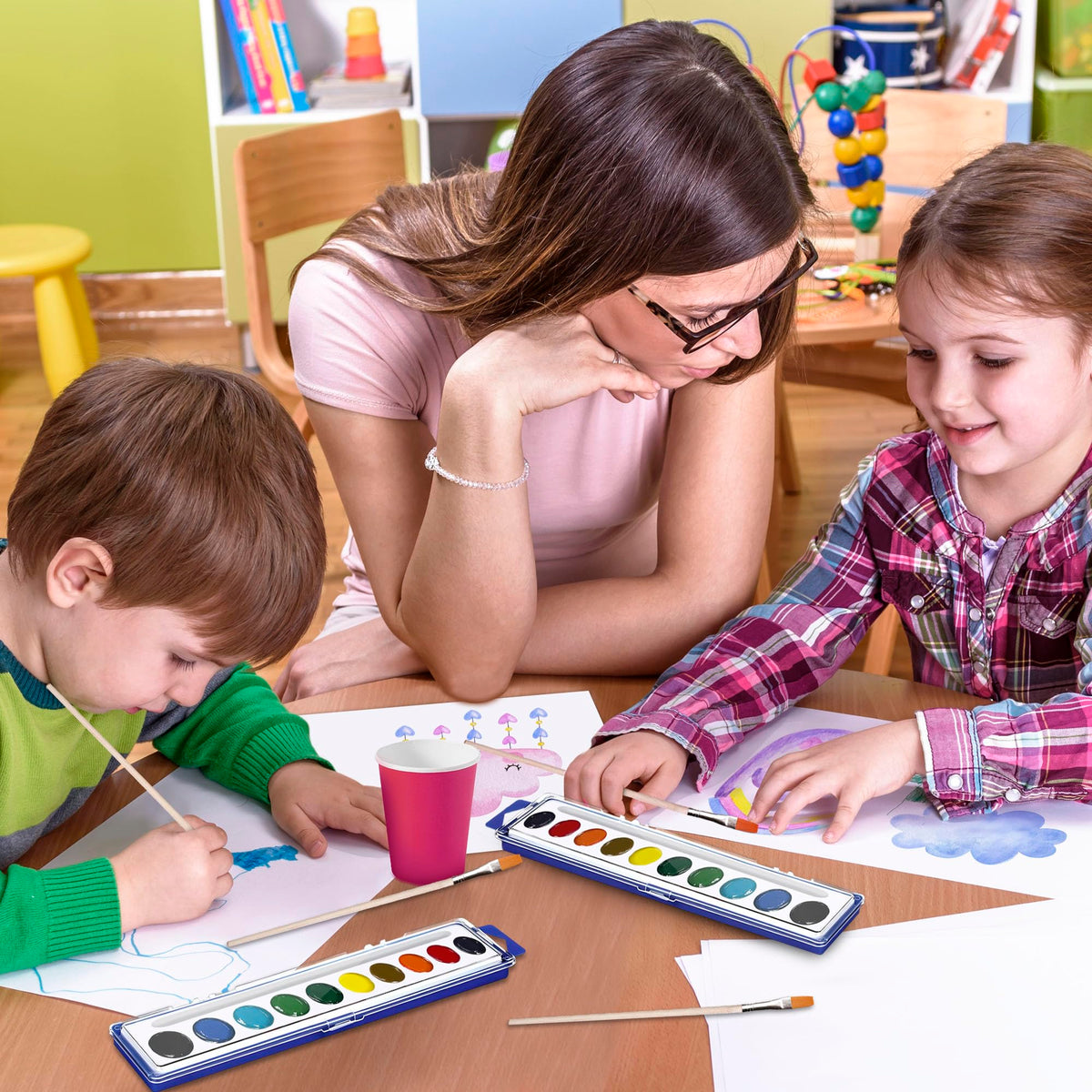 Kiggos washable watercolors wash easily from skin and fabrics
