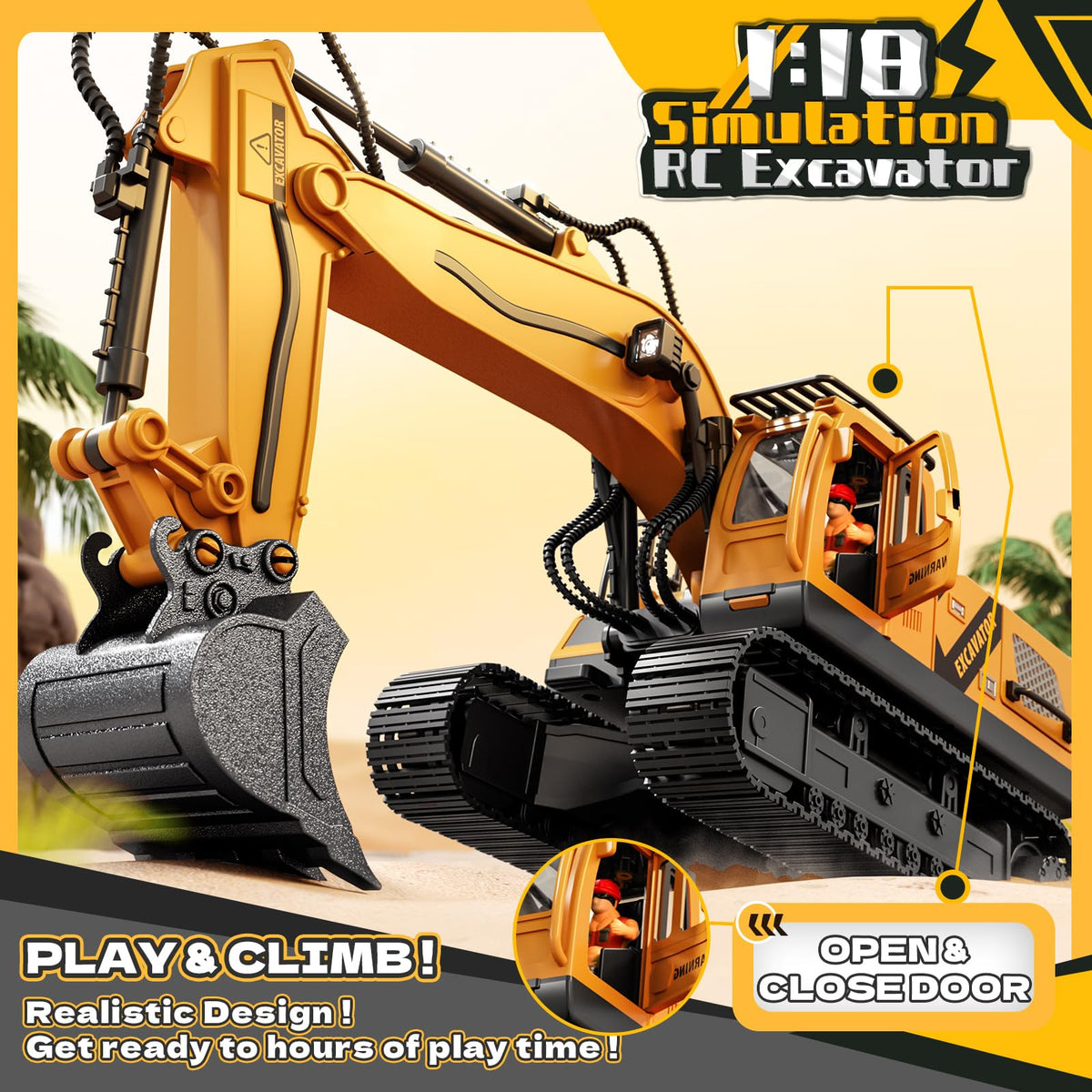 Kigwux excavator with metal bucket supports sturdy digging movements