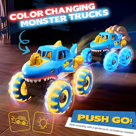 Kigwux shark and bull trucks add dynamic play with bright LEDs