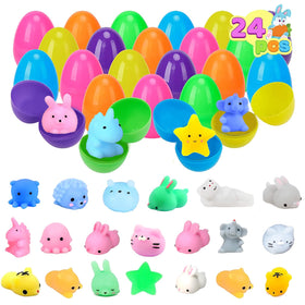 Kijamilee 24-piece Easter eggs set with vibrant colors for easy egg hunts