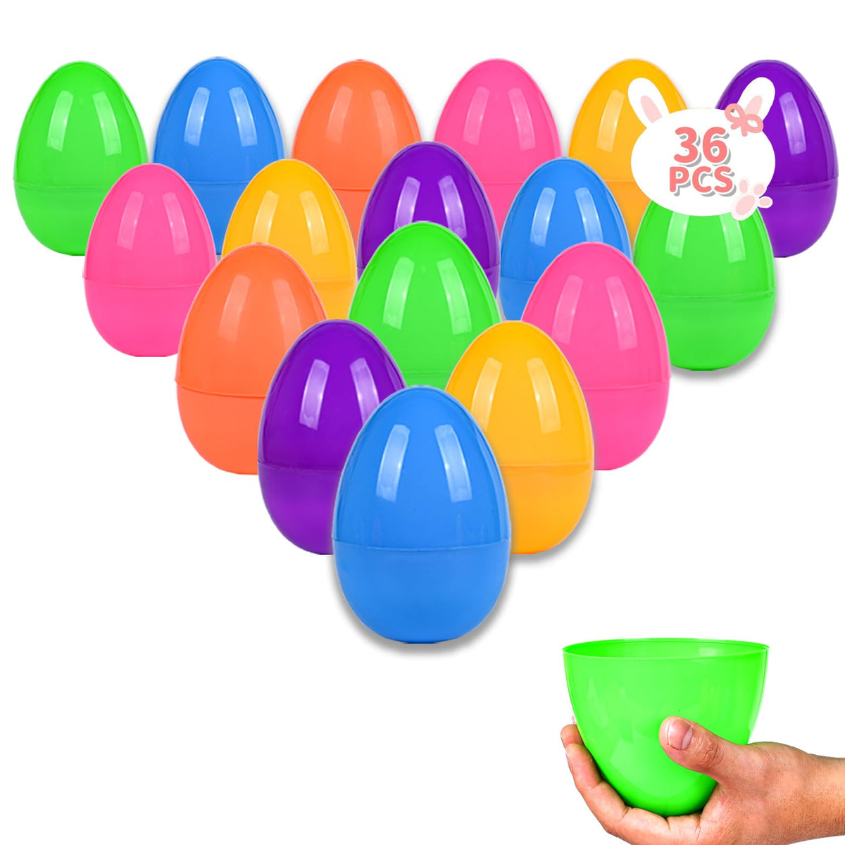 Kijamilee blue 36-piece Easter eggs set for colorful egg hunts.