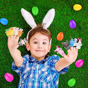 Kijamilee multicolor Easter egg set with animal puppets for easy gifting.