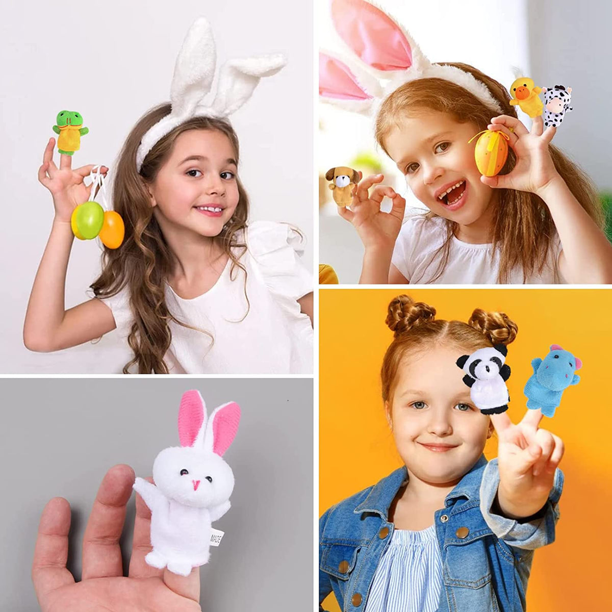 Kijamilee Easter eggs with zebra finger puppet for creative games.