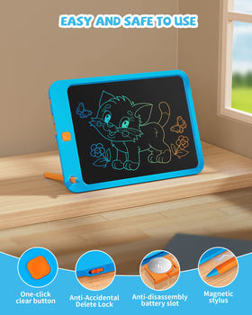 Kikapabi writing tablet one-click erase button for quick clearing.