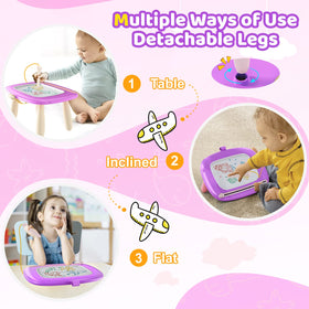 Kikidex drawing board with height-adjustable legs for growing comfort