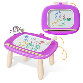 Kikidex magnetic drawing board purple front view for mess-free art