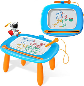 Kikidex magnetic drawing board in light blue ready for mess-free toddler doodles