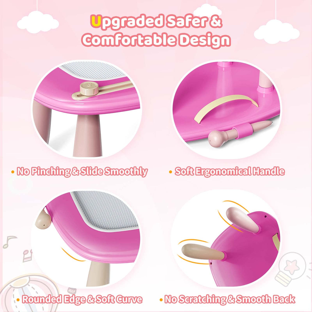 Kikidex sturdy legs Rose — adjustable height for comfy drawing