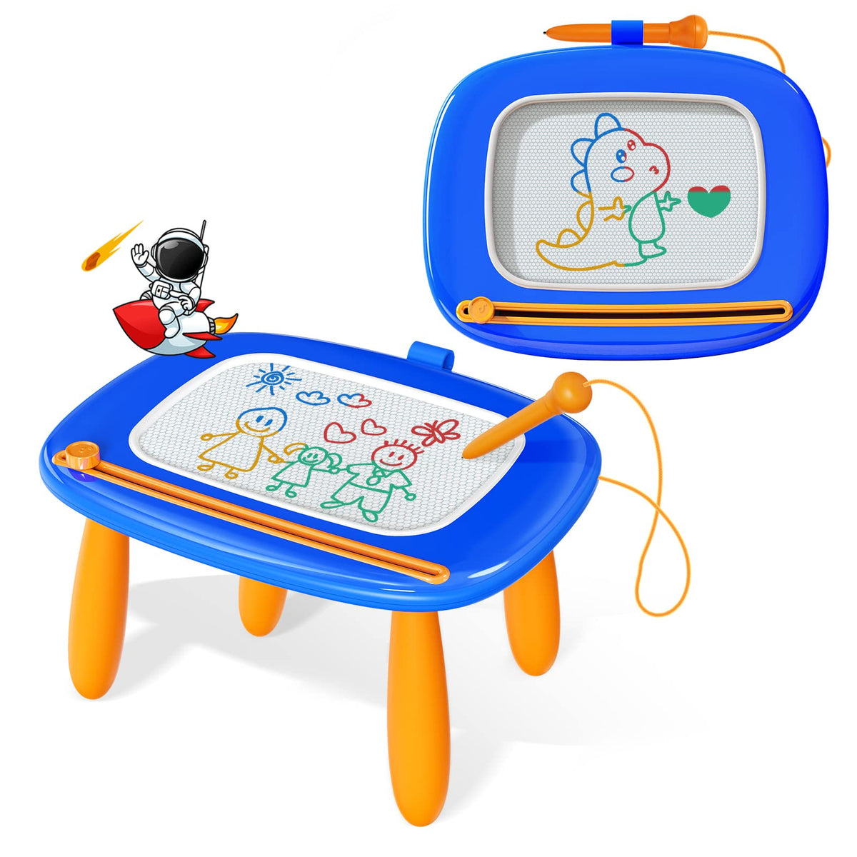 Kikidex magnetic drawing board for toddlers in dark blue inspiring early creativity.