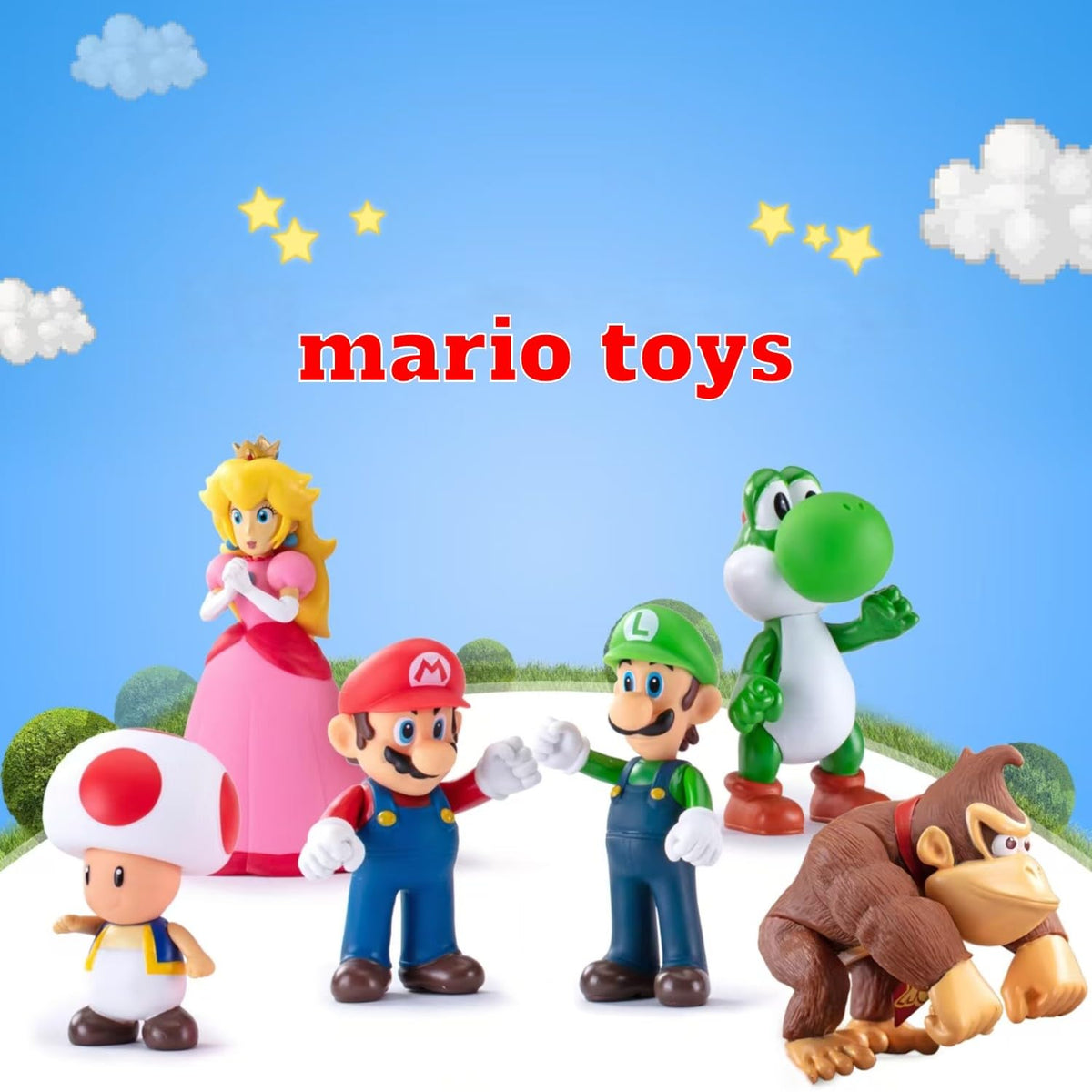 Kilative Mario Bros figures display ornaments for desks or shelves.