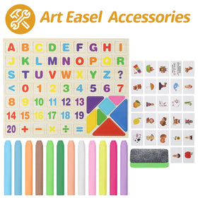 Kileubuto storage tray keeps markers and chalk organized during play.
