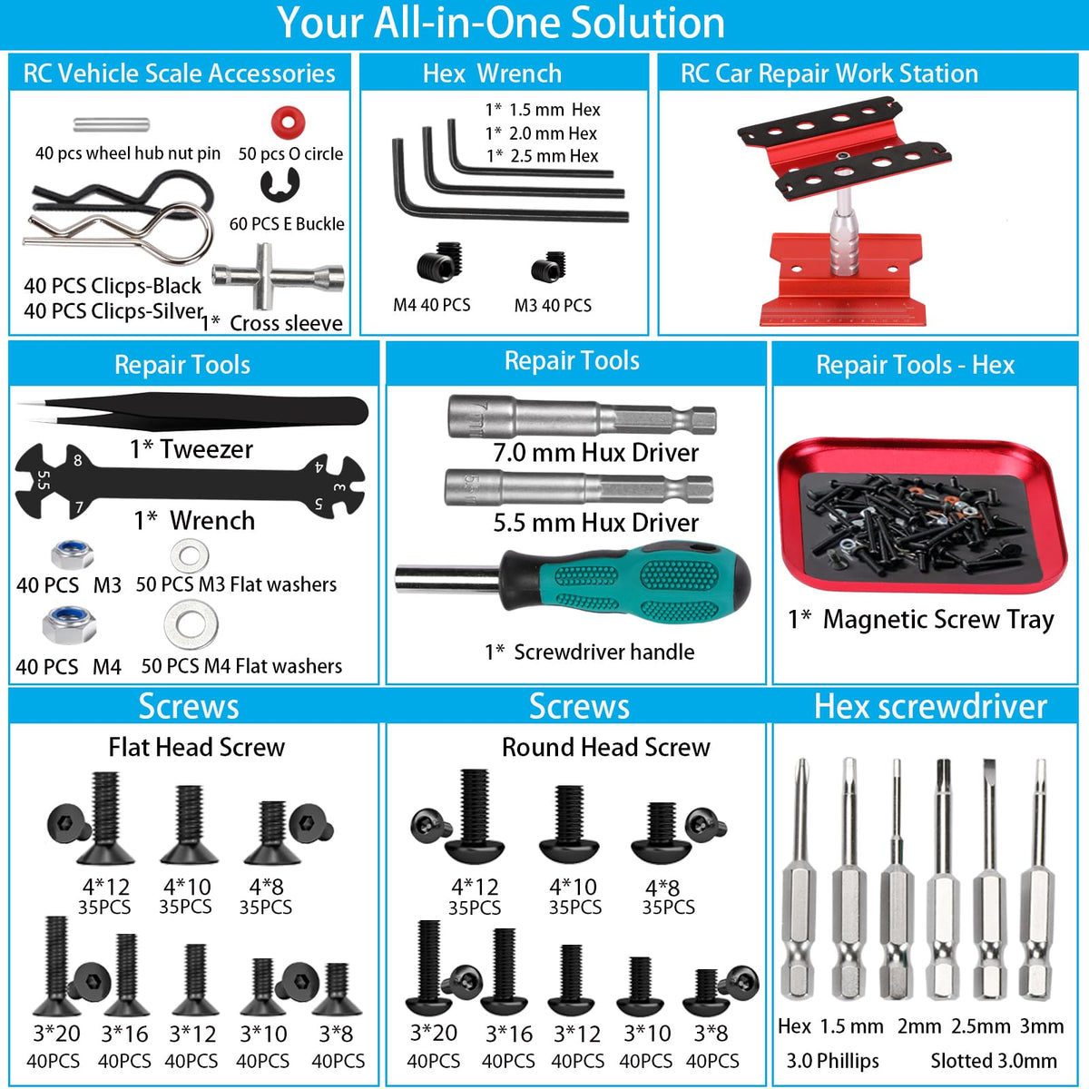 Kimapeso 1100pc screw kit keeps fasteners organized for quick repairs.