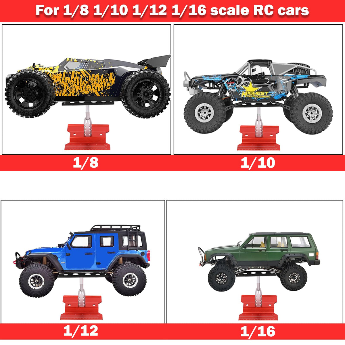 Kimapeso adjustable RC stand raises work height for comfort.