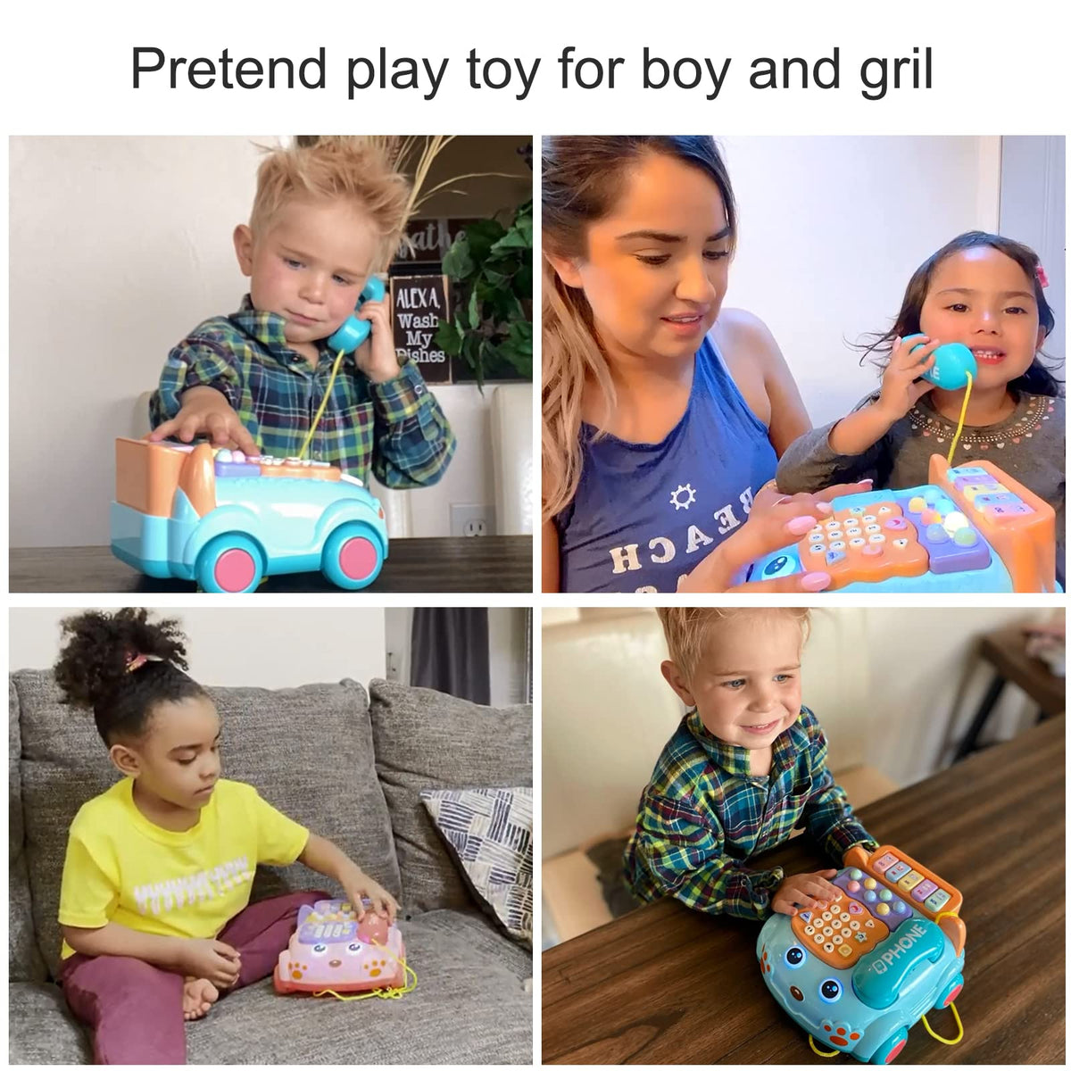 Kimery Baby Phone Toy drag rope lets kids move the phone during playtime.