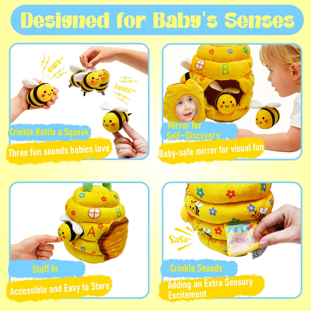 Kimicare bee squeaker inside; engaging audible feedback during play