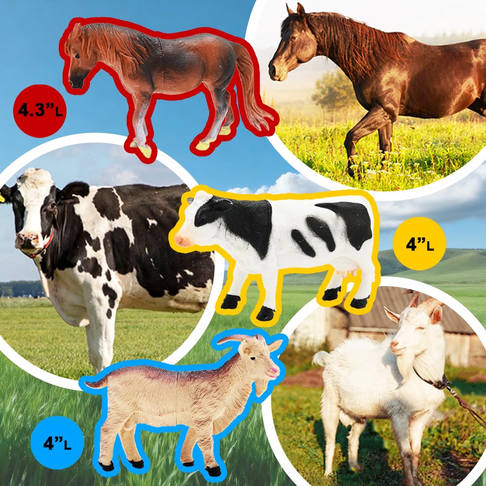Kimicare 14-piece farm figurines set in bright colors for storytelling