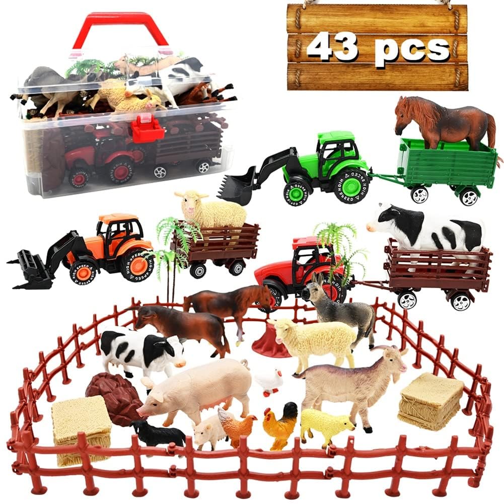Kimicare farm tractor trio for imaginative play and farm setup ideas