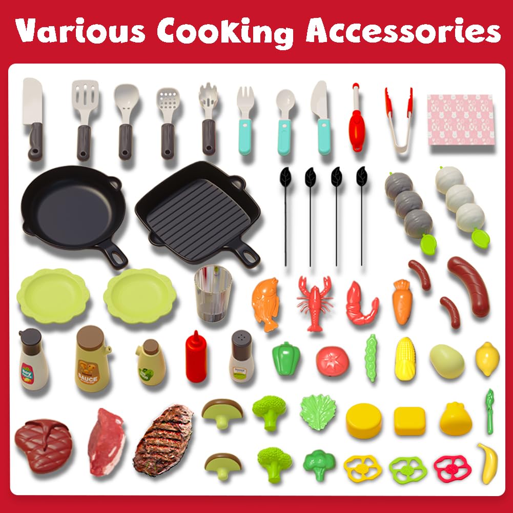 Kimicare Kids BBQ Playset: flickering lights add lifelike ambiance to pretend grilling.