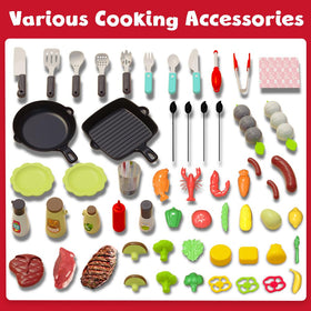 Kimicare Kids BBQ Playset: flickering lights add lifelike ambiance to pretend grilling.