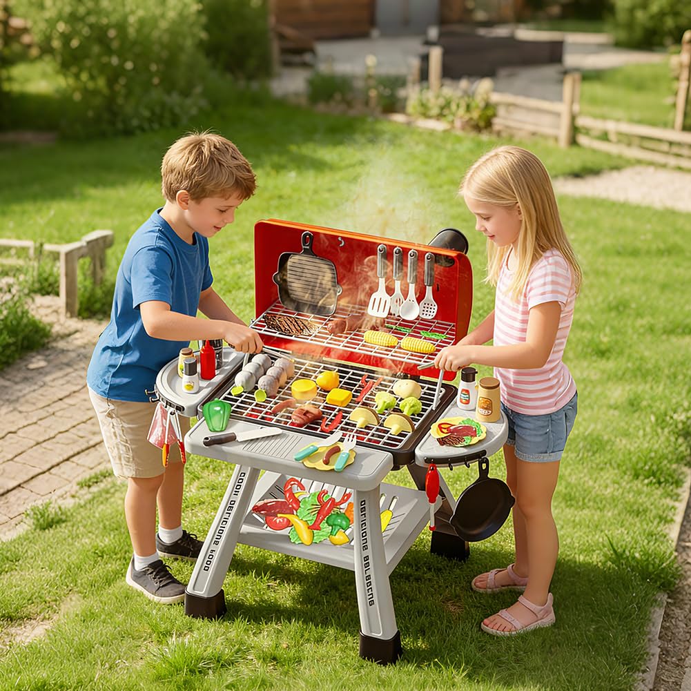 Kimicare Kids BBQ Playset: food collection inspires endless cooking adventures.
