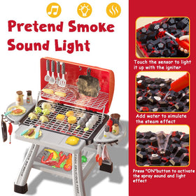 Kimicare Kids BBQ Playset: smoke sound highlights realistic sizzling for pretend play sessions.