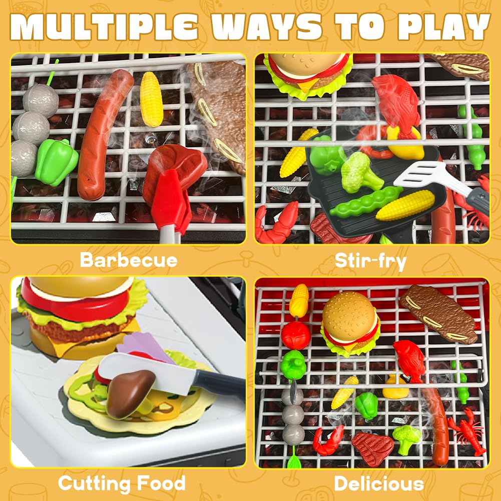 Kimicare grill lights create authentic BBQ ambiance during kids' playtime.