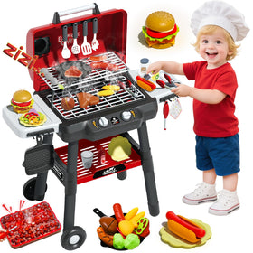 Kimicare Kids Grill Playset with smoke and sound for realistic pretend cooking.