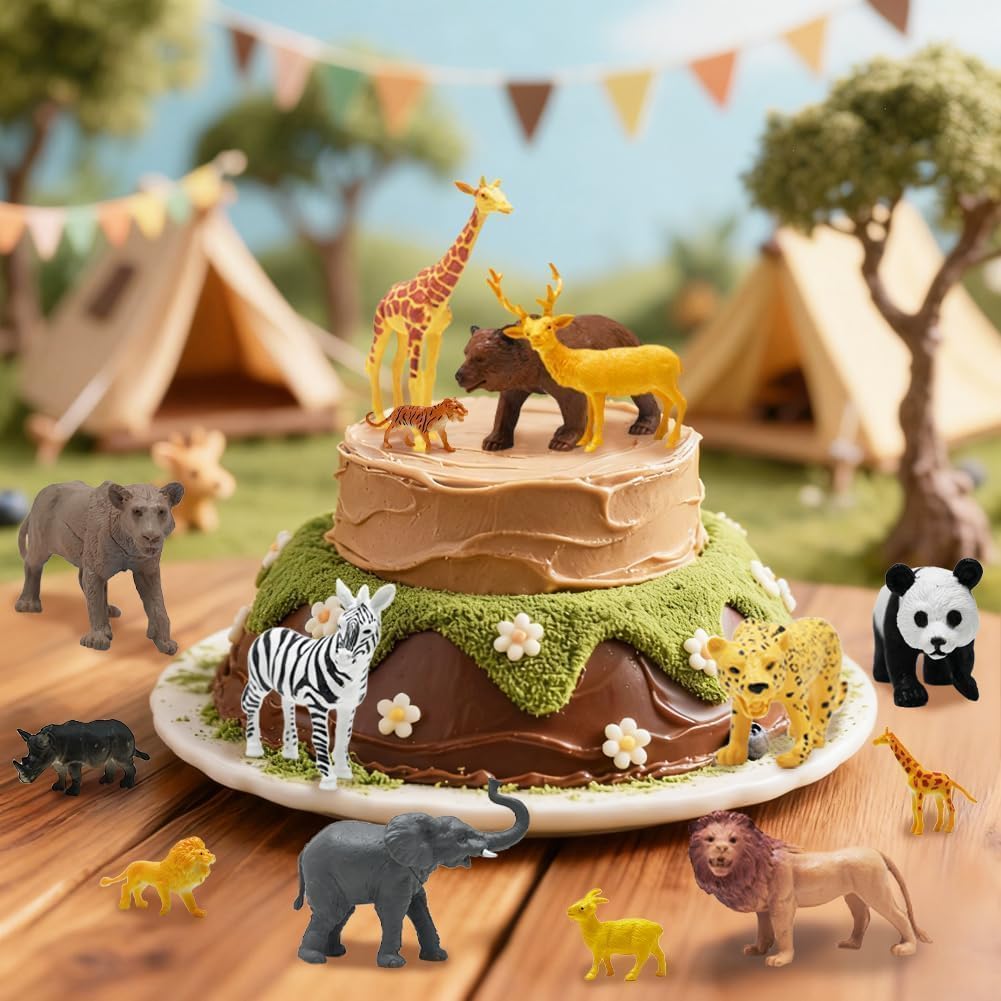 Kimicare large playset of safari figures on display for versatile use.