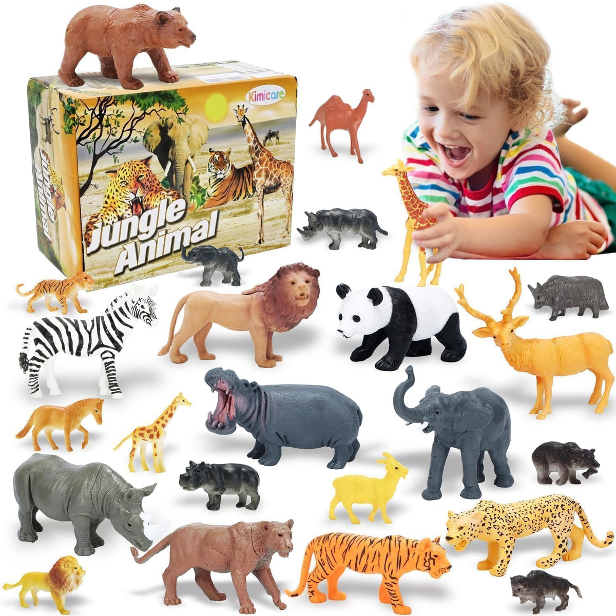 Kimicare large safari figures close-up showing durable, kid-friendly imagination.