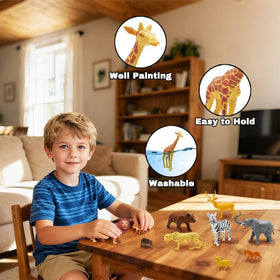 Kimicare large safari figures displayed to highlight easy-grip shapes for toddlers.