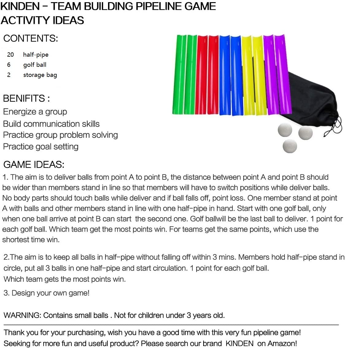 KINDEN Pipeline golf balls in play for cooperative tasks.
