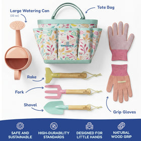 Kinderific gardening set gloves, lightweight and protective for young learners.