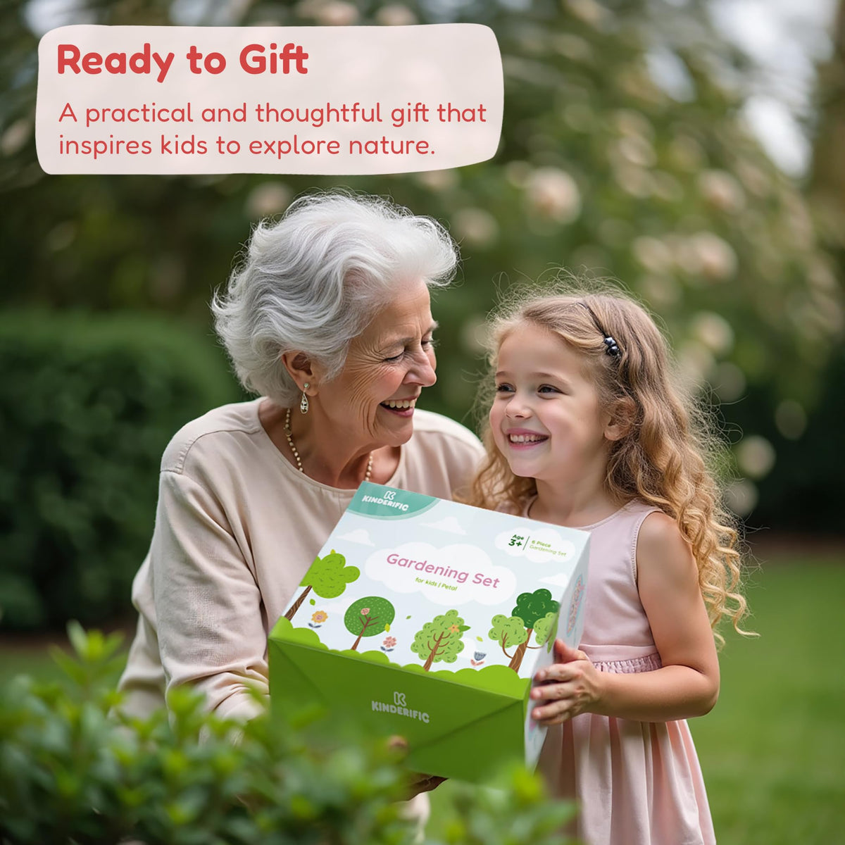 Kinderific gardening set spade and fork image for gentle digging and planting.