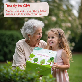 Kinderific gardening set spade and fork image for gentle digging and planting.