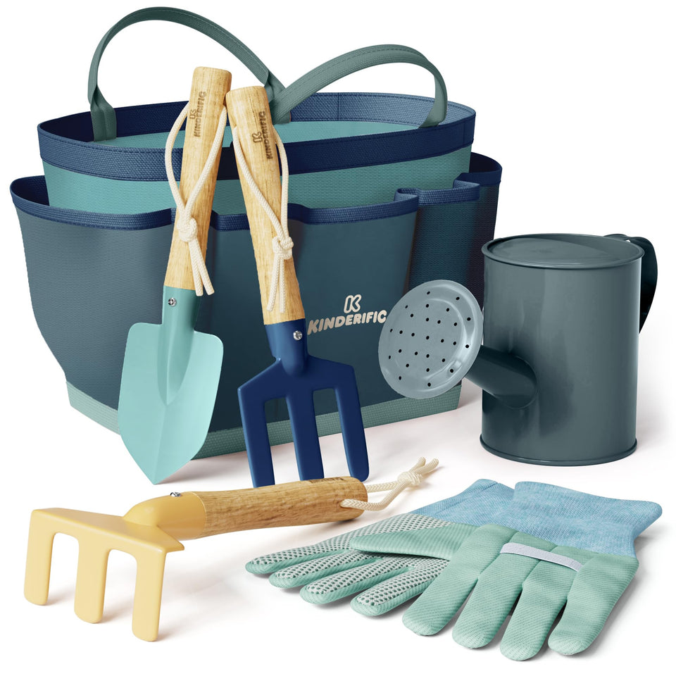 Kinderific gardening set tote bag for kids, sturdy storage during outdoor play