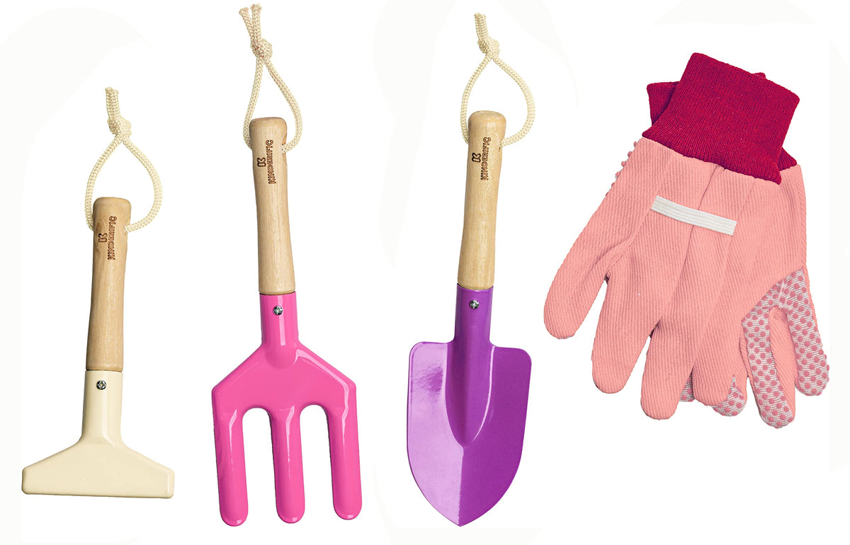 Kinderific gardening set watering can with kid-sized handle for easy watering.